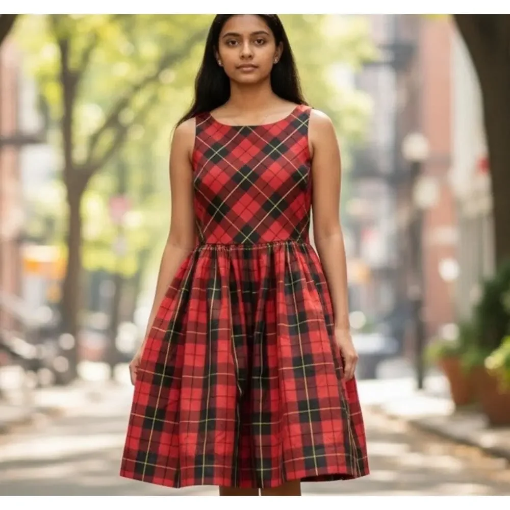 Ralph Lauren Girls Dress Plaid Petticoat Underlayer Preppy Sleeveless SZ 12